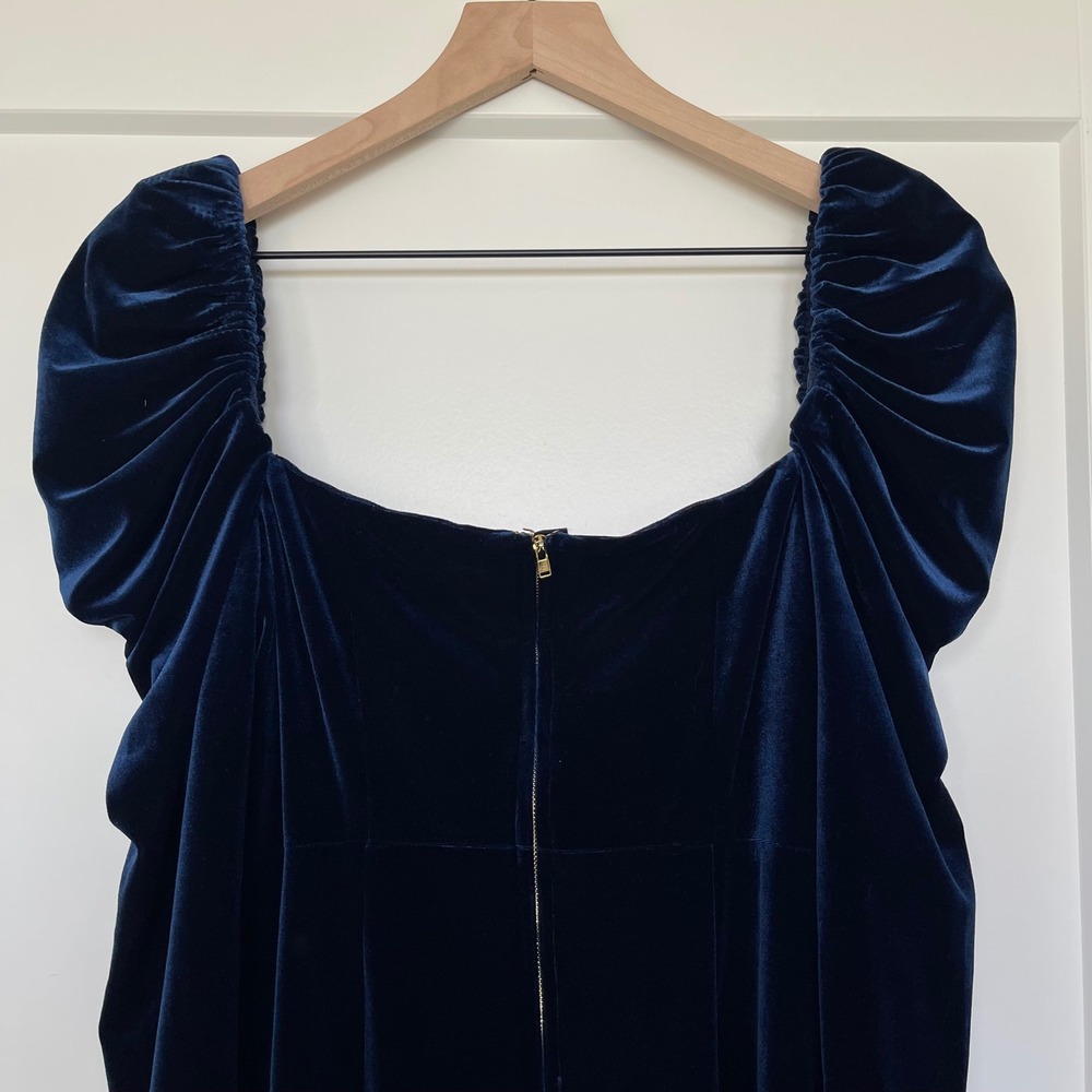 Cara Cara Laurenne Velvet Mini Dress Sm Navy Blue Puff Sleeve Chic Sexy Holiday - Picture 15 of 16